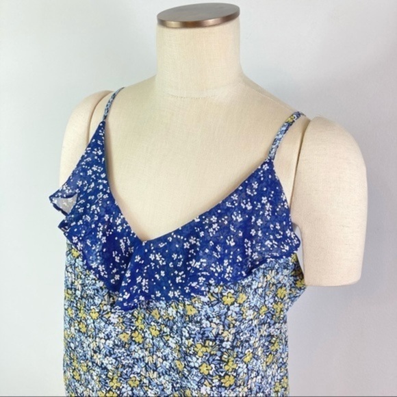 NWT Banana Republic Ditsy Floral Blue Spaghetti Strap Tank Top Size medium - Picture 3 of 11